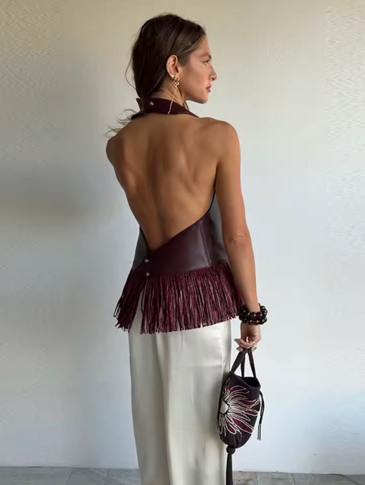 Sienna Fringe Backless Top
