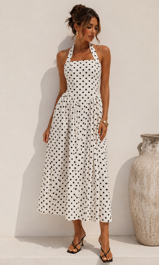 Riviera Dots Halterneck Dress