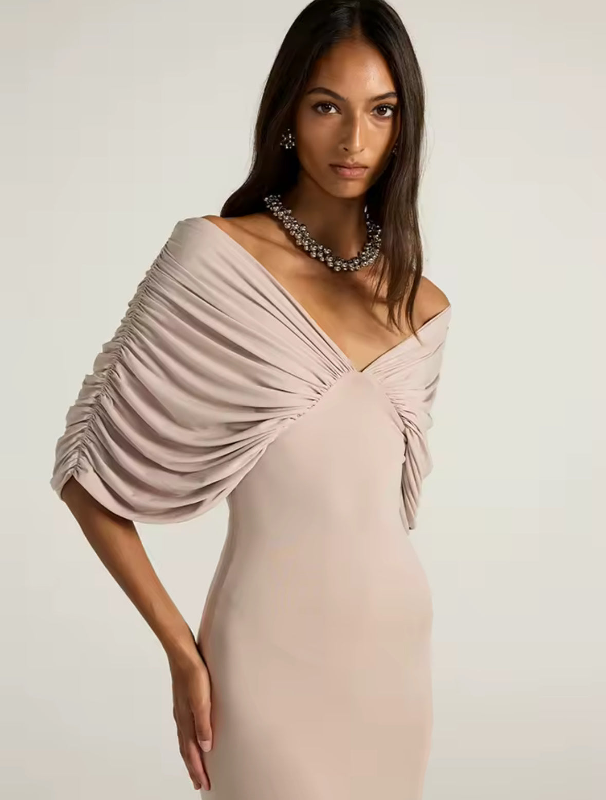 Élise Draped Elegance Maxi Dress