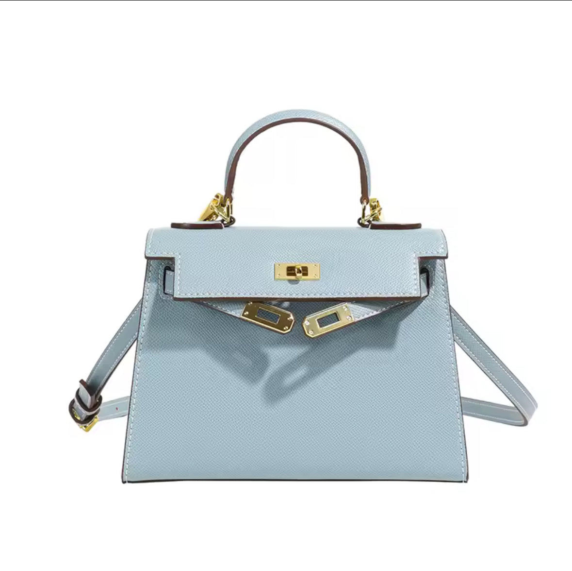 Kellia Mini Handtasche in Kelly-Optik mit goldenen Details und Schulterriemen aus PU-Leder – in vielen Farben erhältlich
