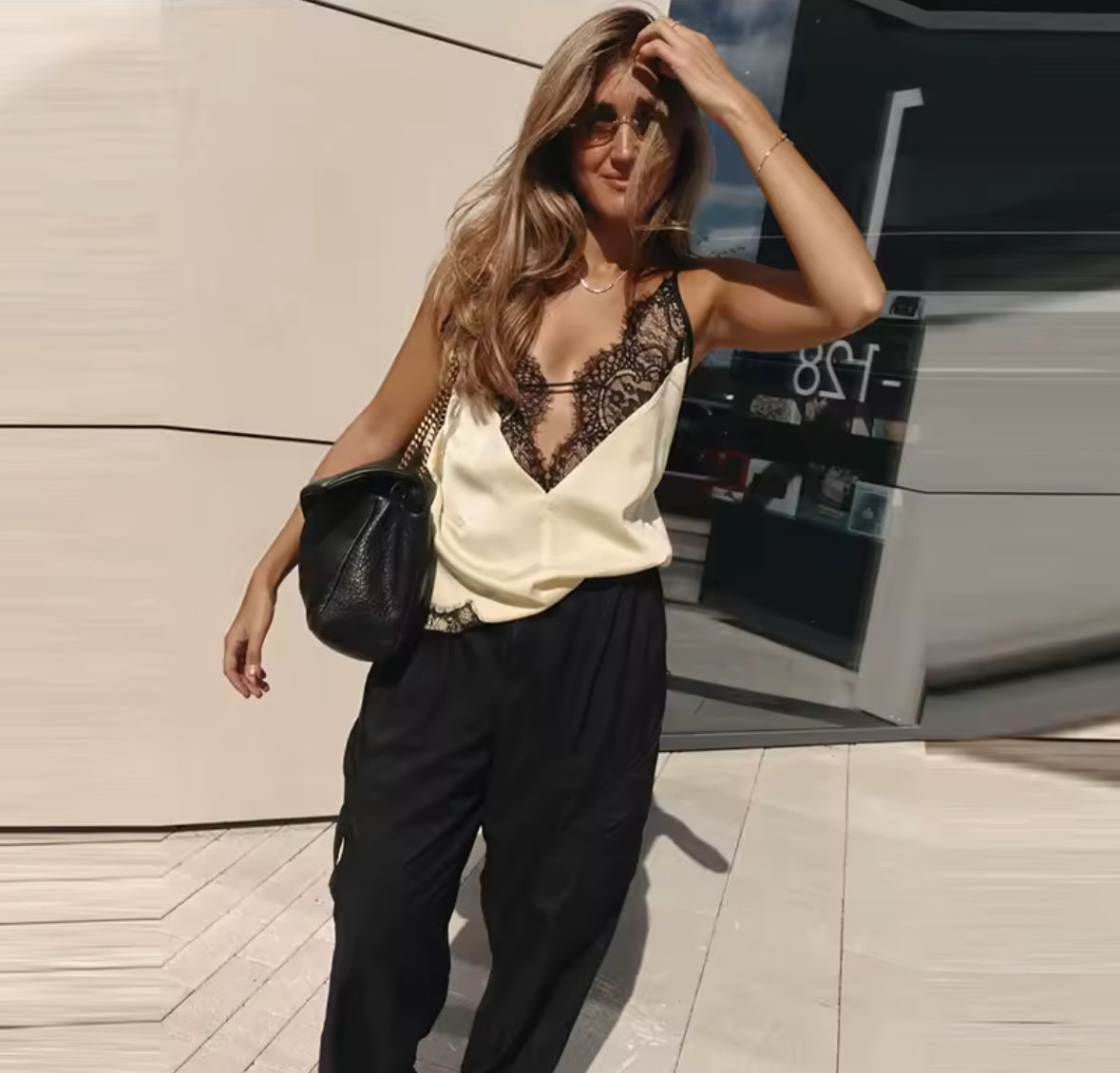 Lace Silhouette Satin Cami