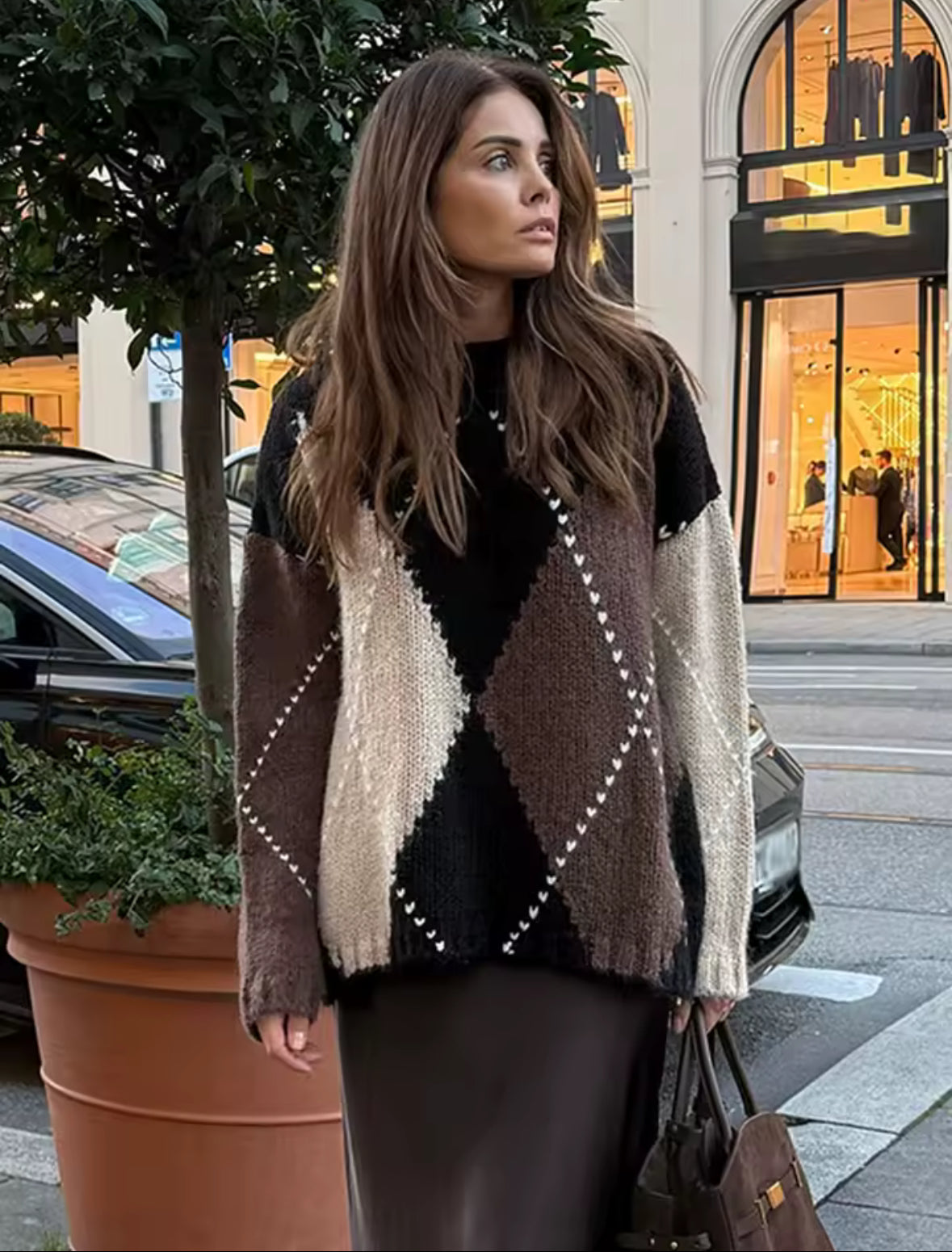 Argyle Cozy Knit Pullover