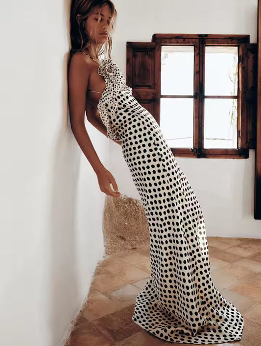 Noir Élite Polka Dress