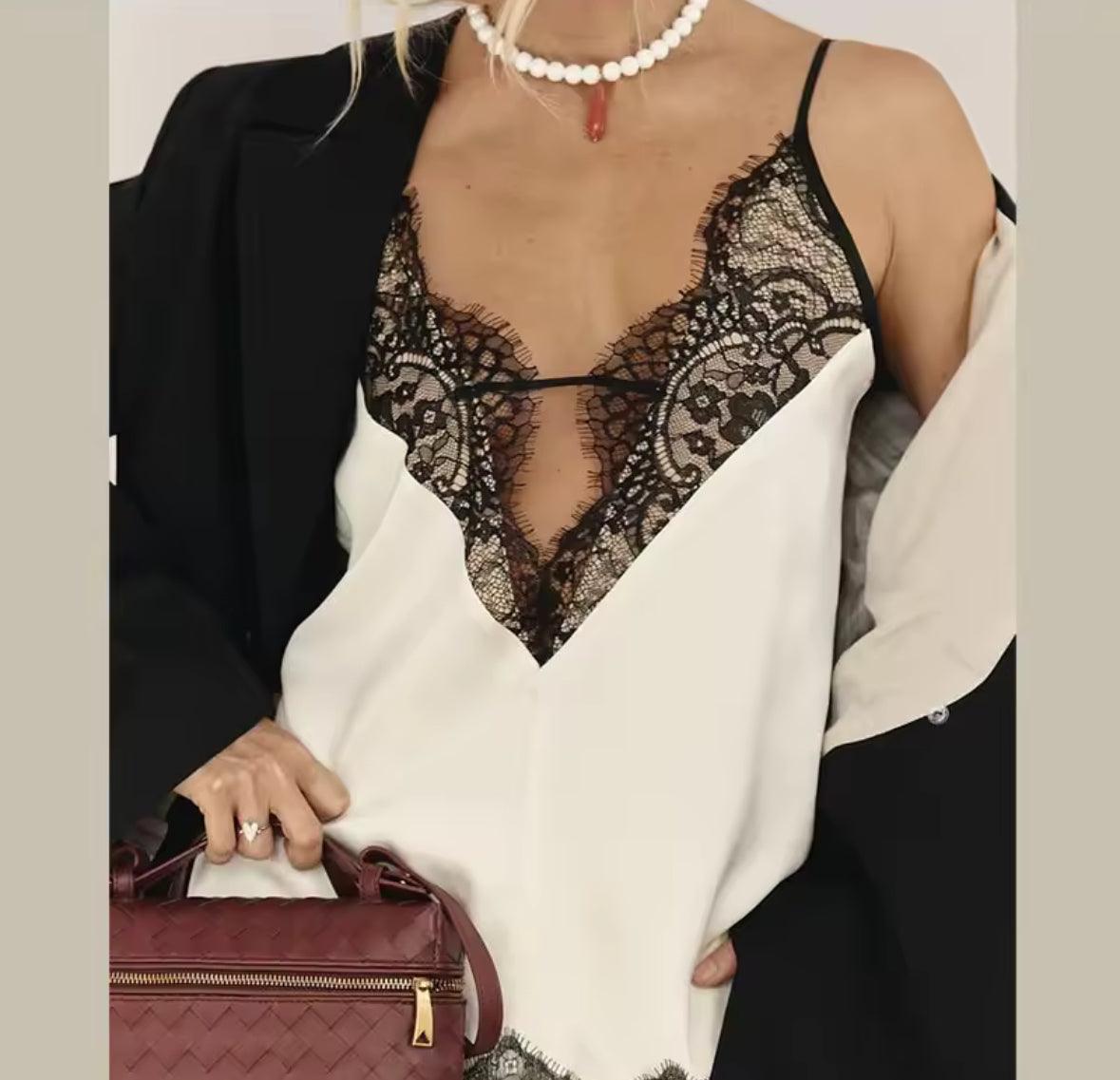 Lace Silhouette Satin Cami