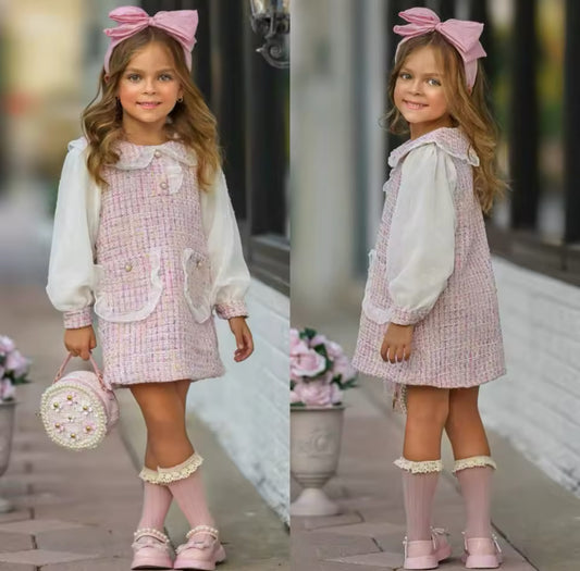 Sophia Chic – Festliches Tweedkleid in Rosa