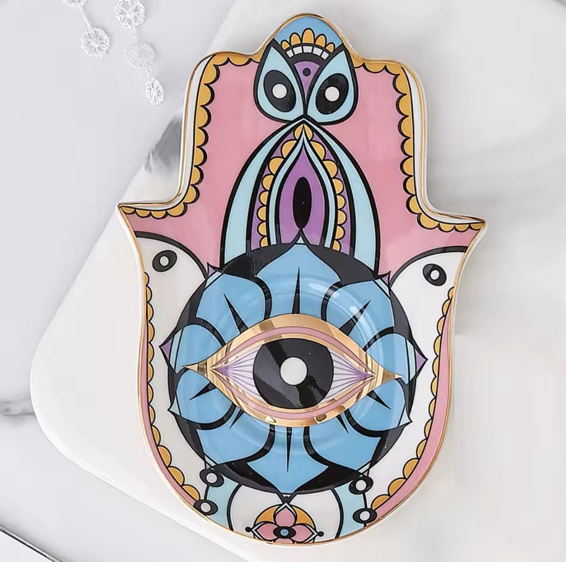 Hamsa Schmuckschale – Stilvolle Keramik mit Böser Blick Design