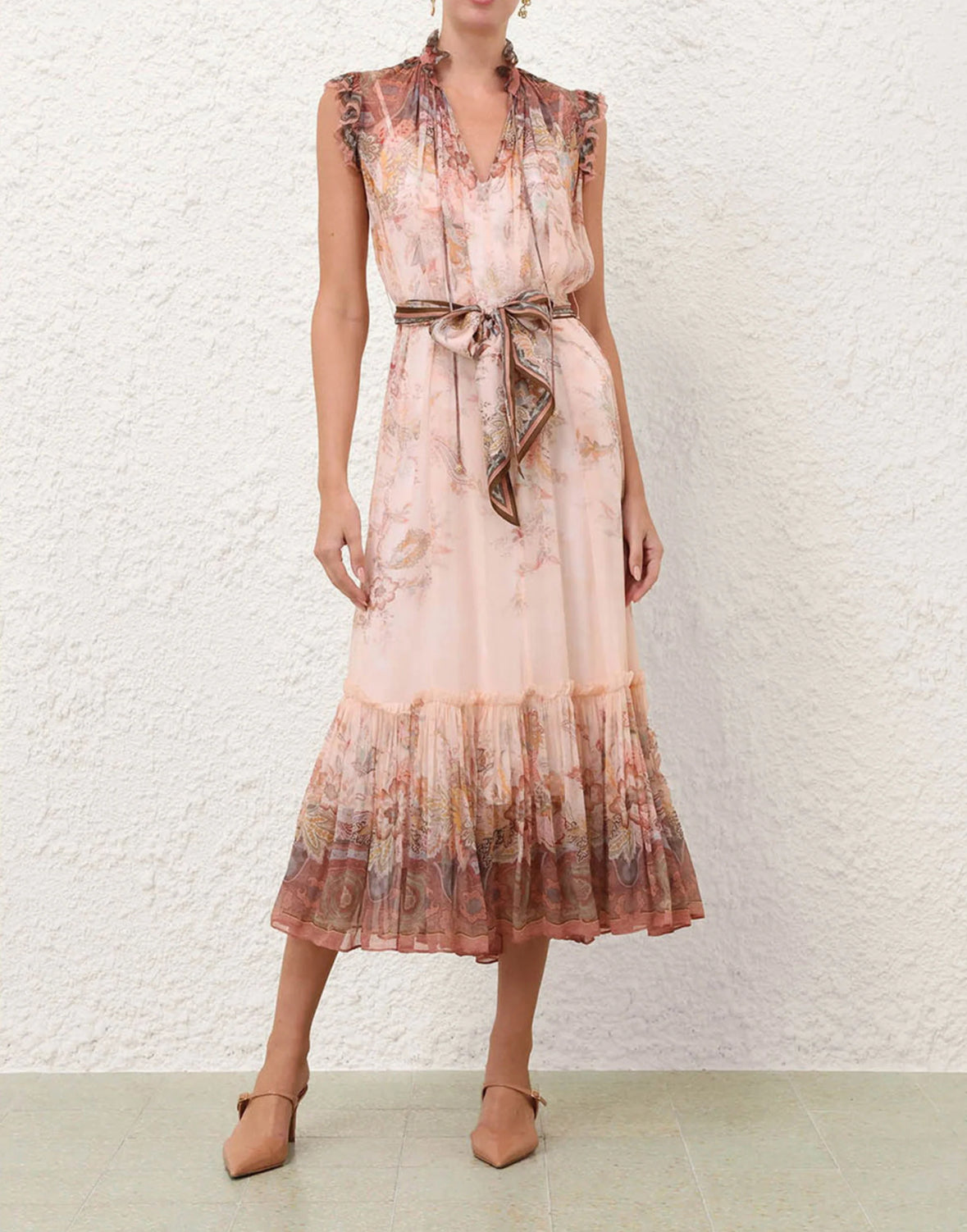ZIMMERMANN
Gemustertes Midi-Kleid Alchemy Flutter mit Bindegürtel