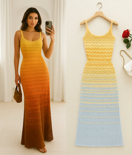 Toskana Wave – Strick Maxikleid