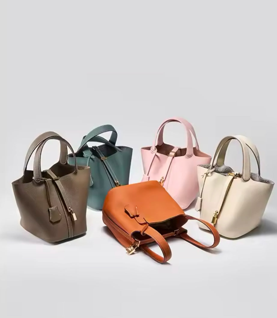 Luxuriöse Bucket Bag aus Echtleder Hochwertiges Design für stilvolle Frauen