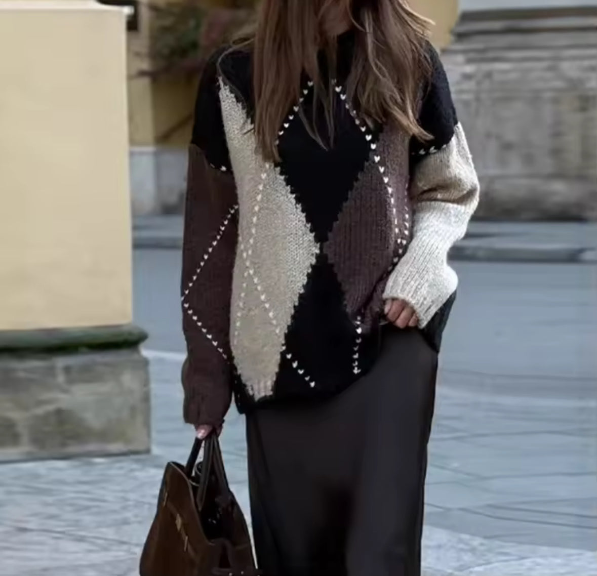 Argyle Cozy Knit Pullover