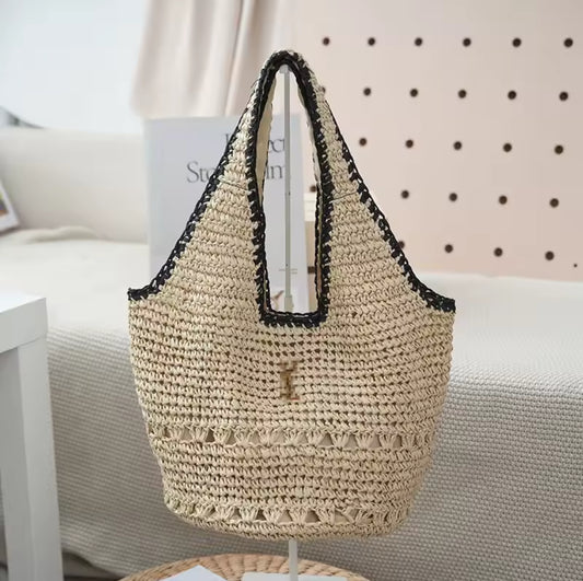 Designer-Dupe Strandtasche mit Kontrastkante