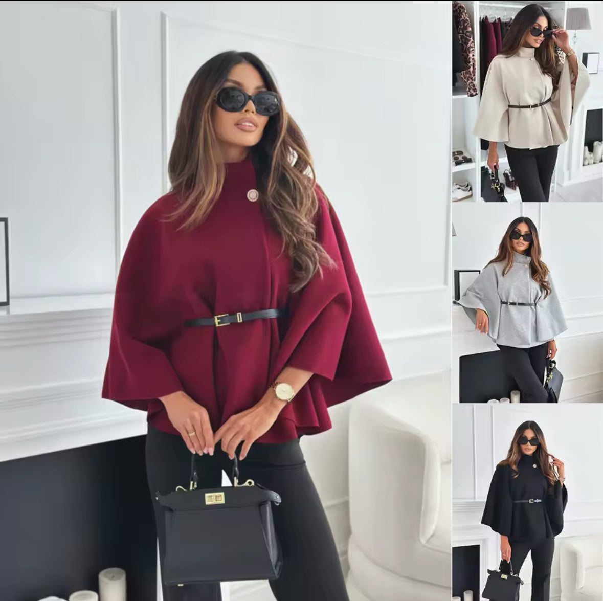 Eleganter Cape-Pullover mit Gürtel – Stilvolle Eleganz