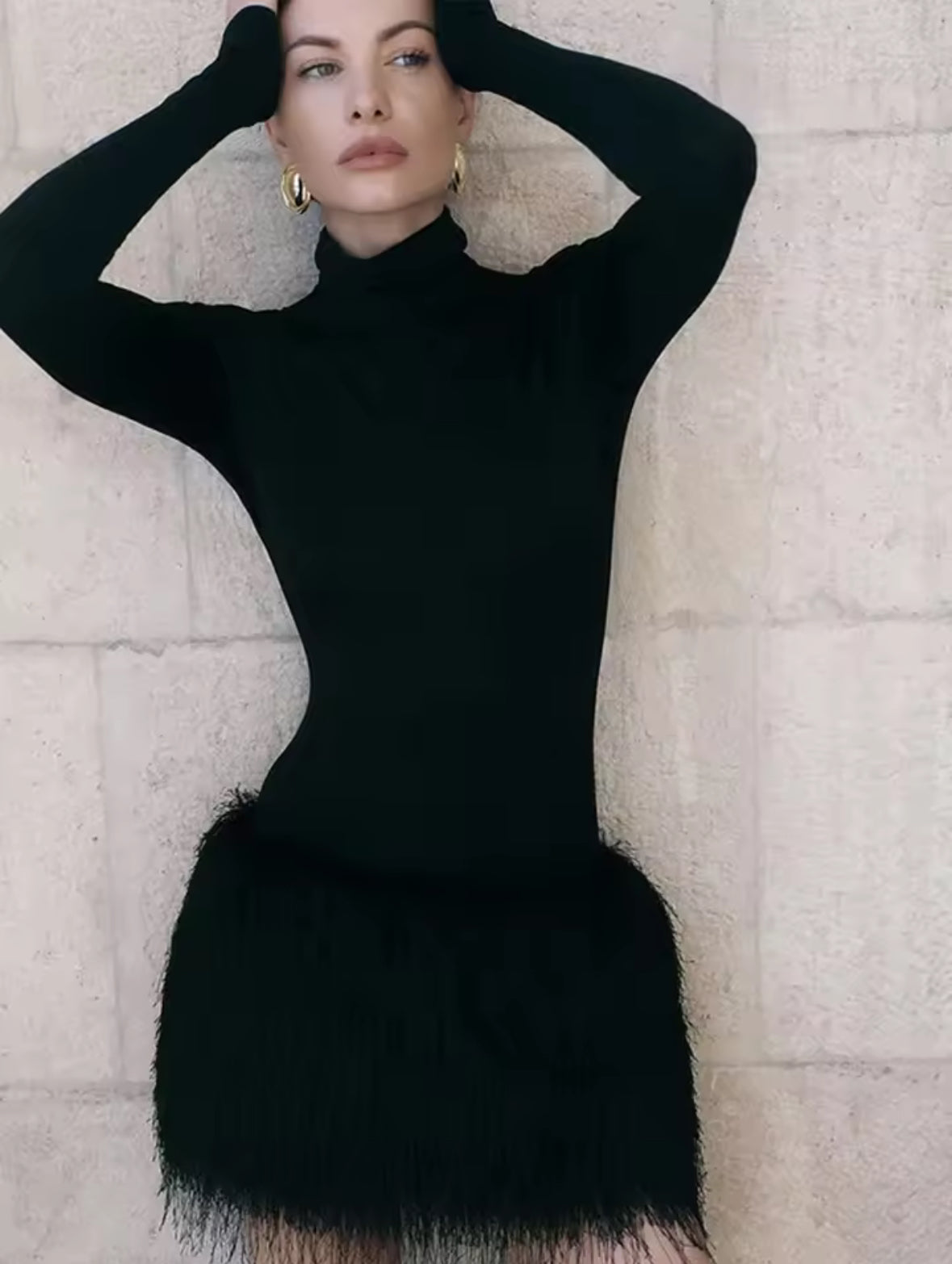 Noir Plume Mini Dress