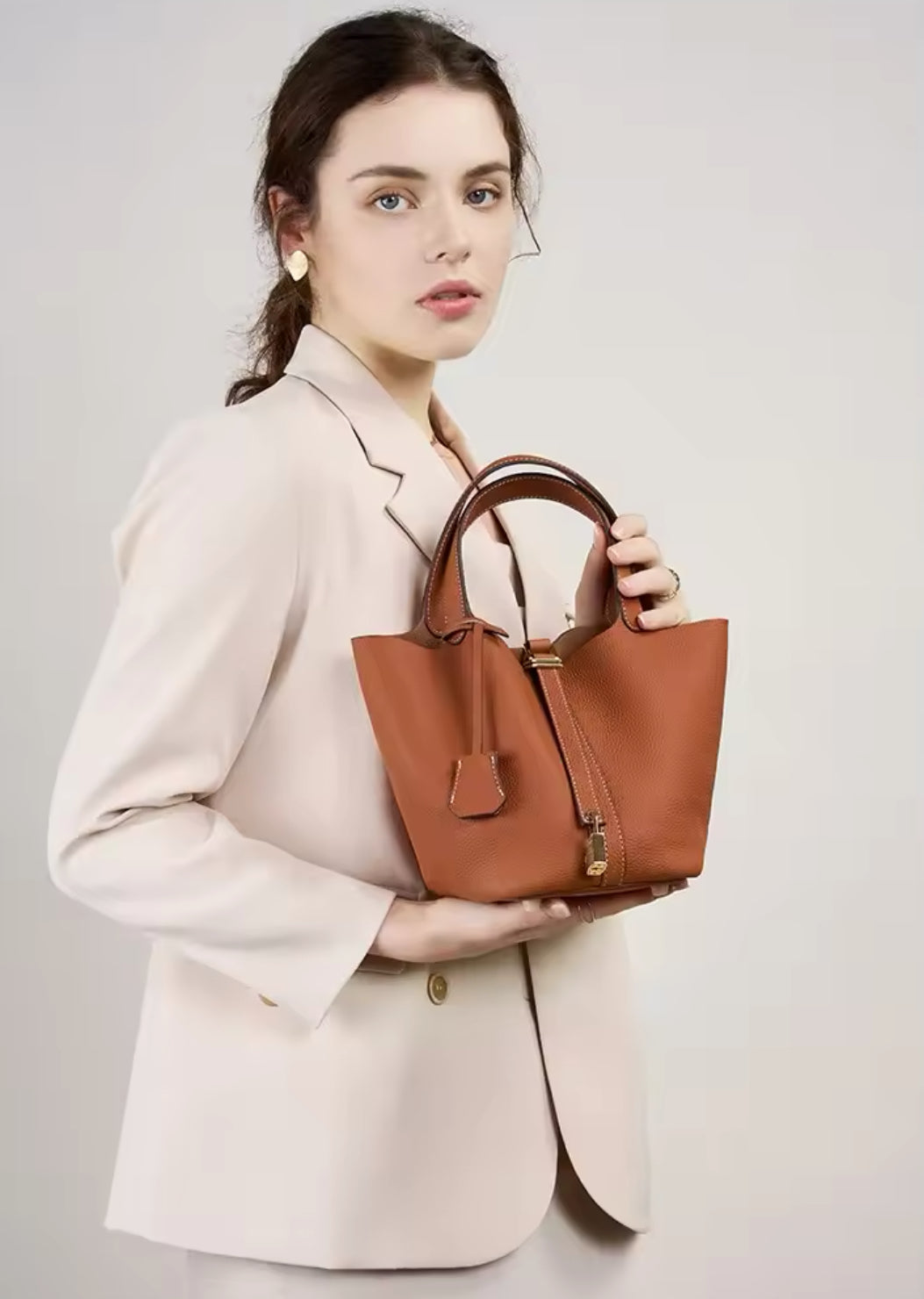 Luxuriöse Bucket Bag aus Echtleder Hochwertiges Design für stilvolle Frauen