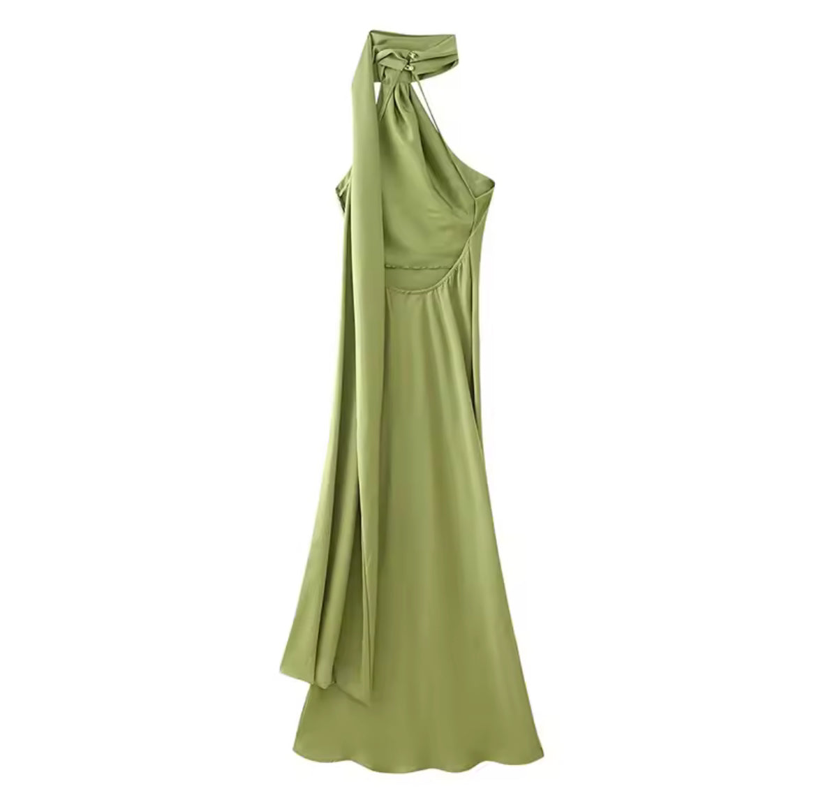 Pistachio Satin Flow Dress