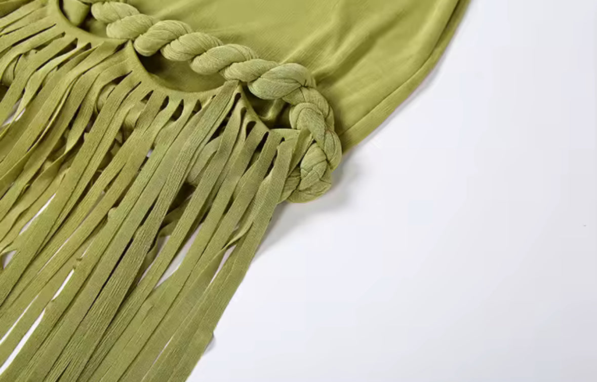 Oliva Fringe Sculpt Dress