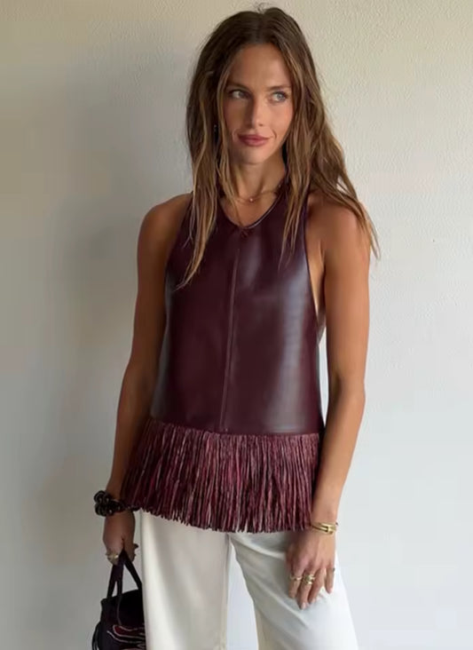 Sienna Fringe Backless Top