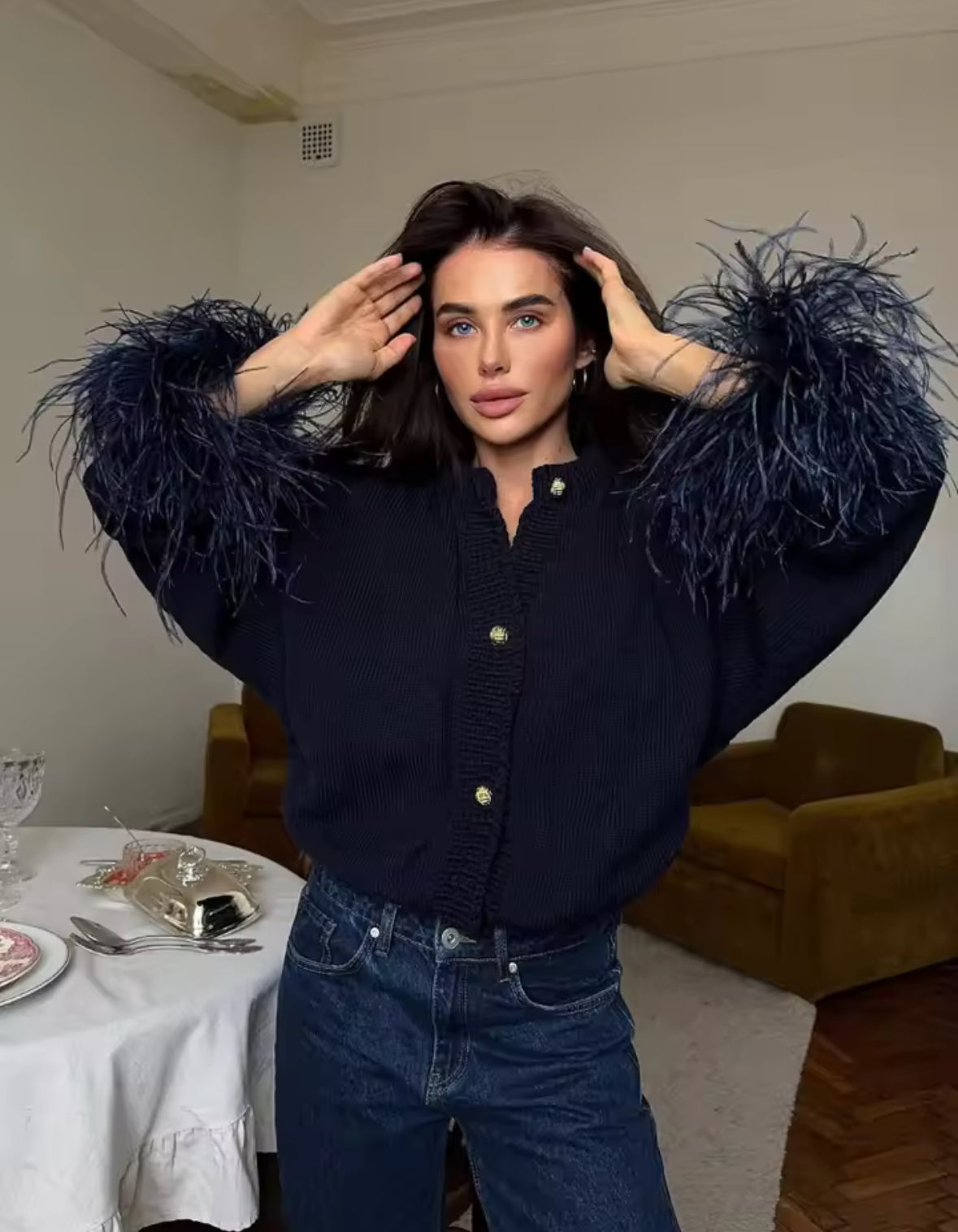 Feder-Cardigan Glamour-Twist