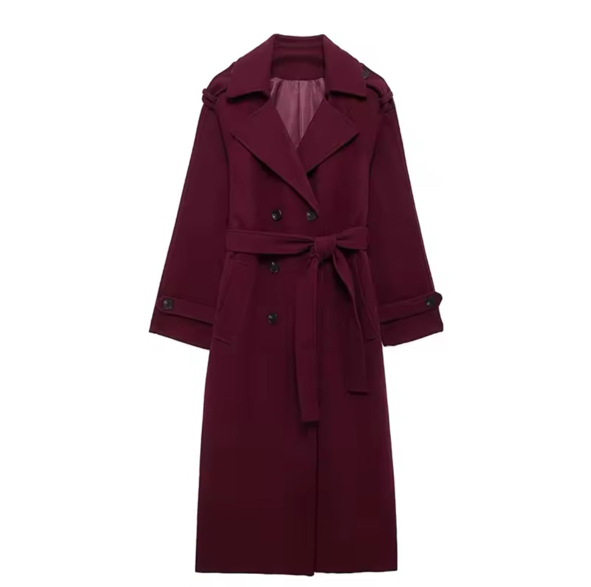 Eleganter Weinroter Trenchcoat