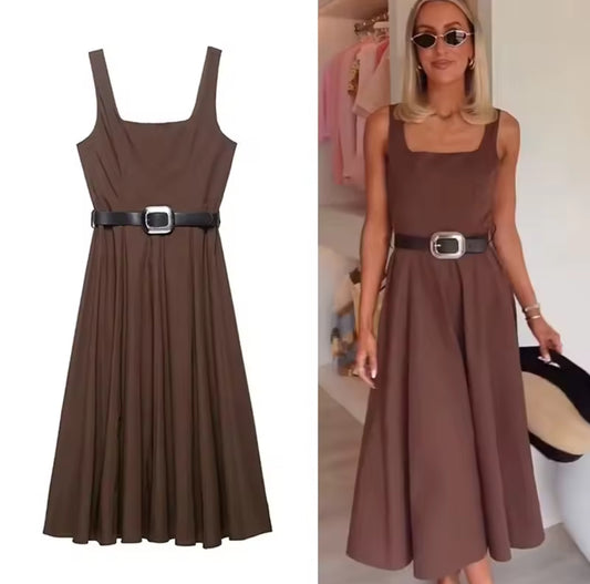 Cocoa Belted Flow Dress