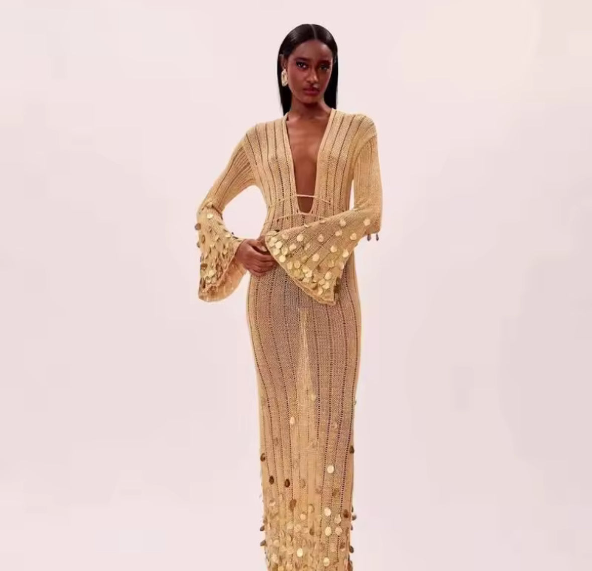 Golden Shell Kaftan Dress