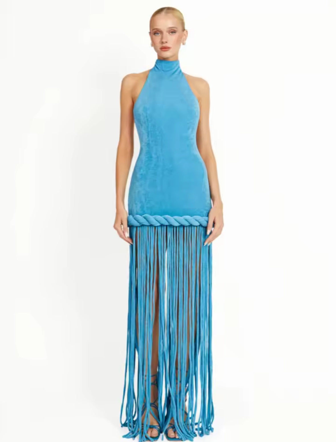 Azure Fringe Sculpt Dress