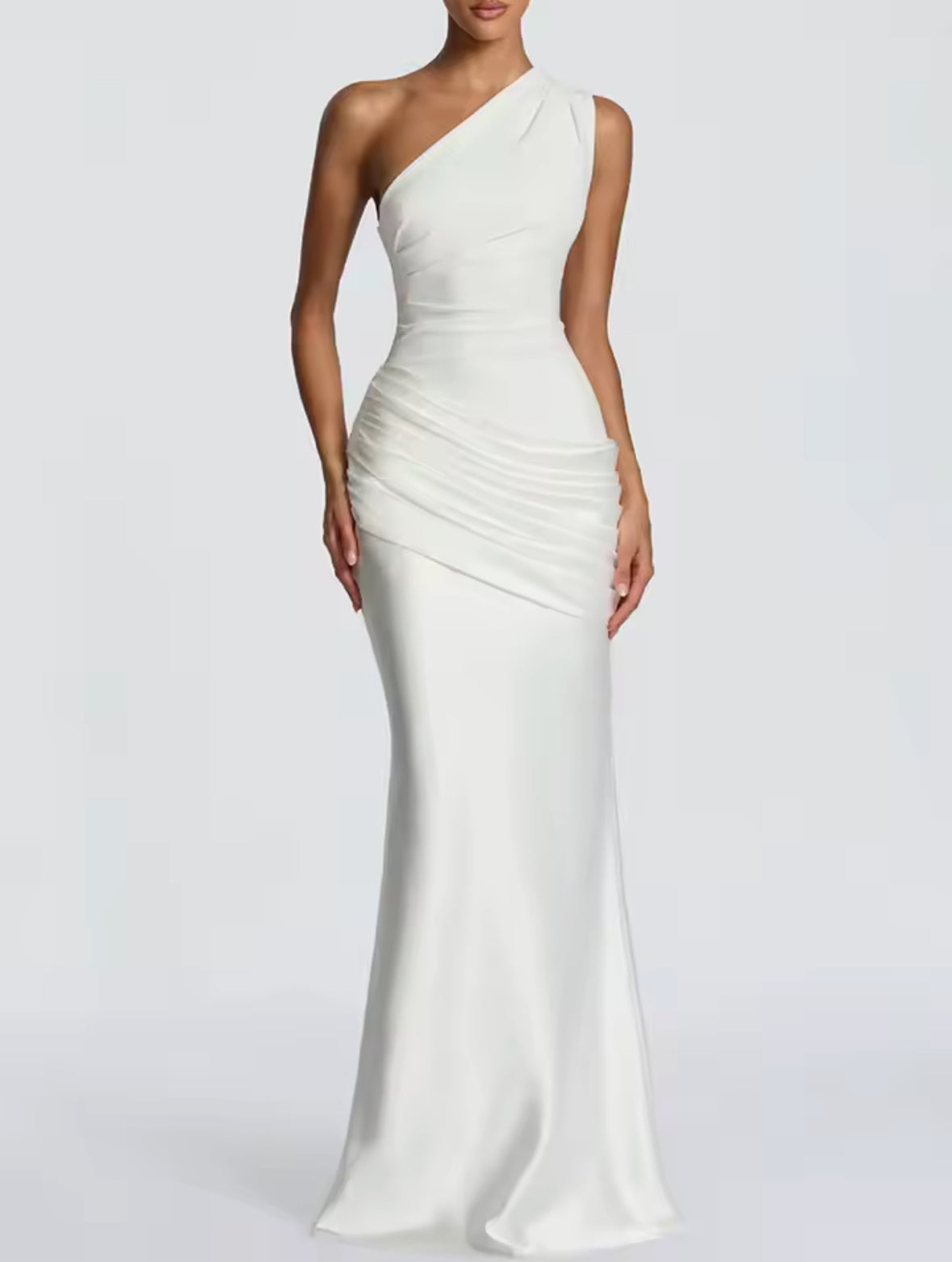 Élise One-Shoulder Satin Gown