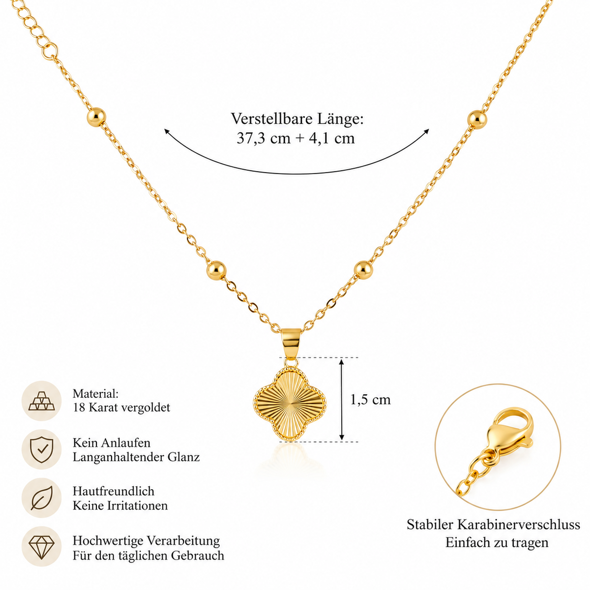 HB Schmuckset – Goldfarbene Halskette mit Ohrringen