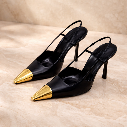 Noir Gold Point Slingback