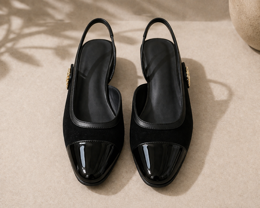 Noir Élise Slingback Flats
