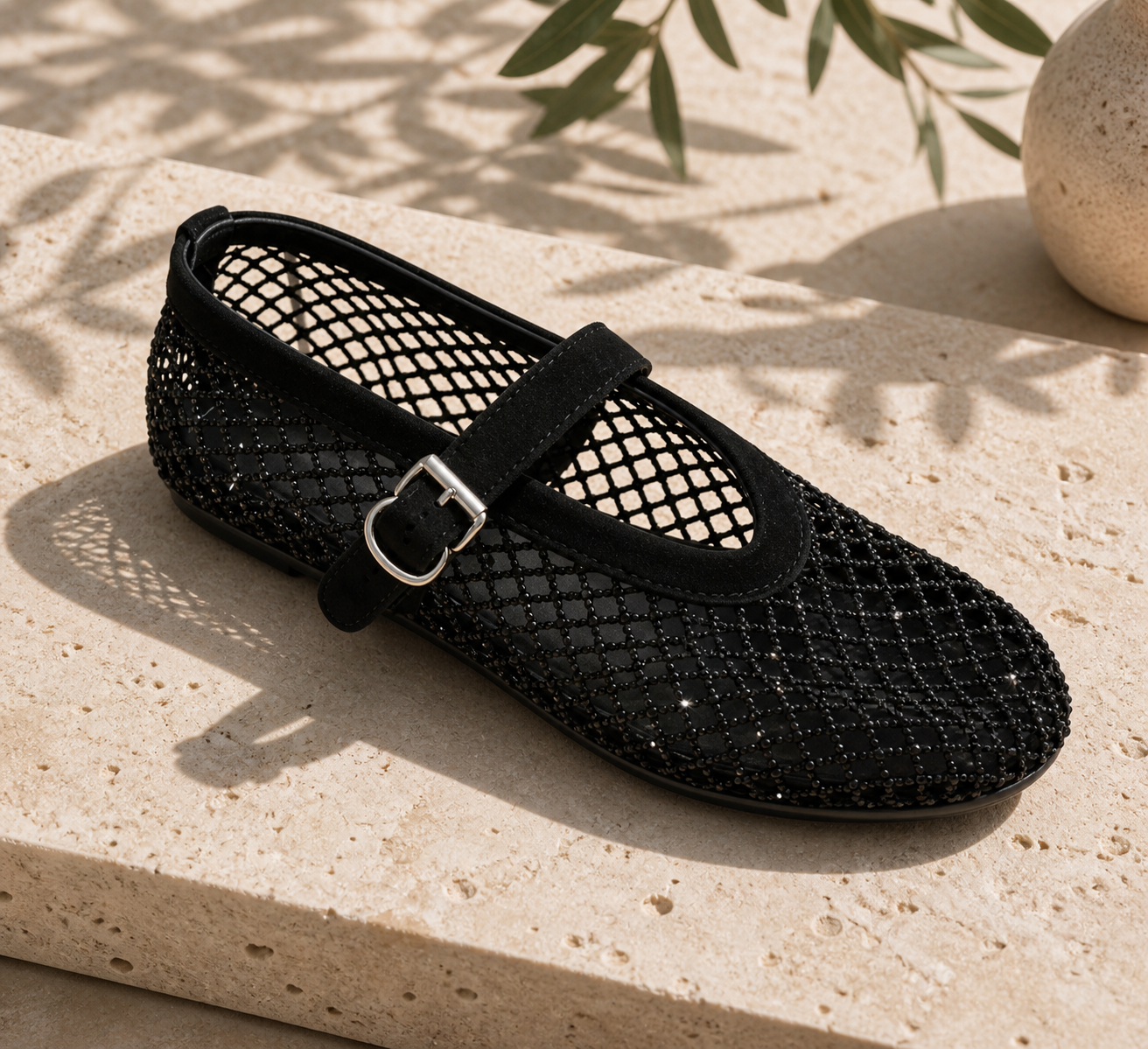 Aliya – Mesh Ballerinas mit Glanz-Detail