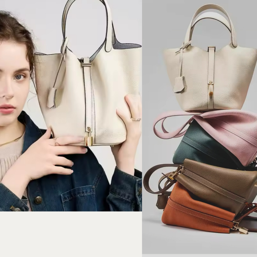 Luxuriöse Bucket Bag aus Echtleder Hochwertiges Design für stilvolle Frauen