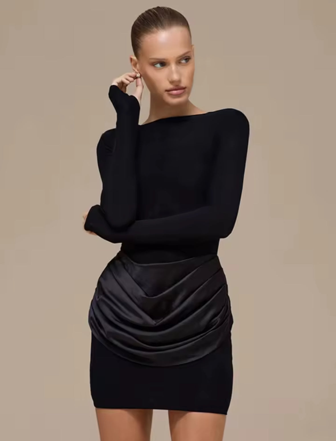 Velvet Drape Hourglass Mini Dress