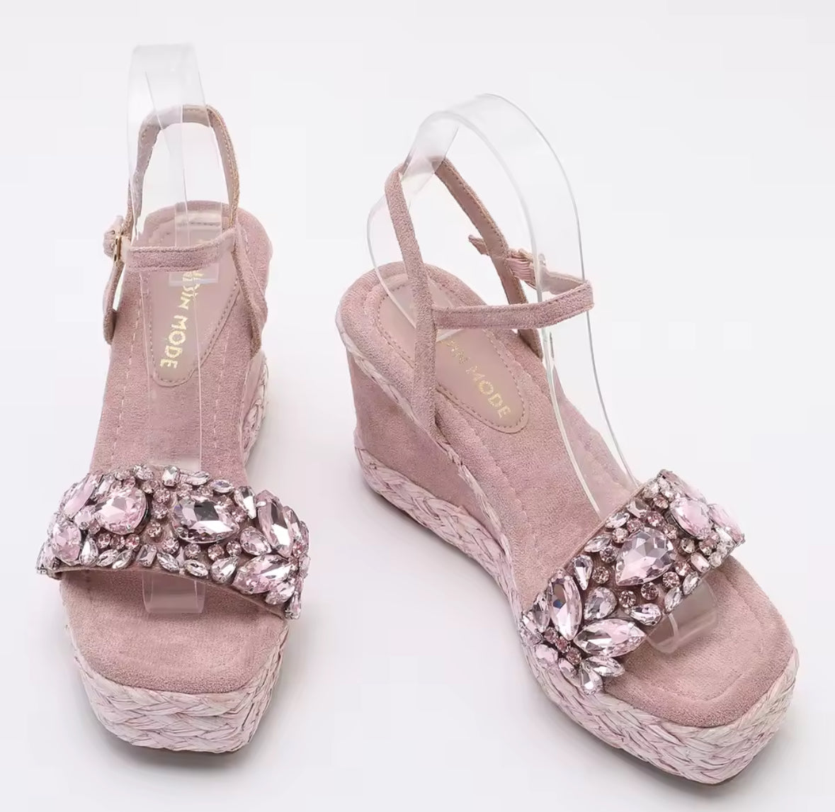 Élise Crystal Wedge Sandals