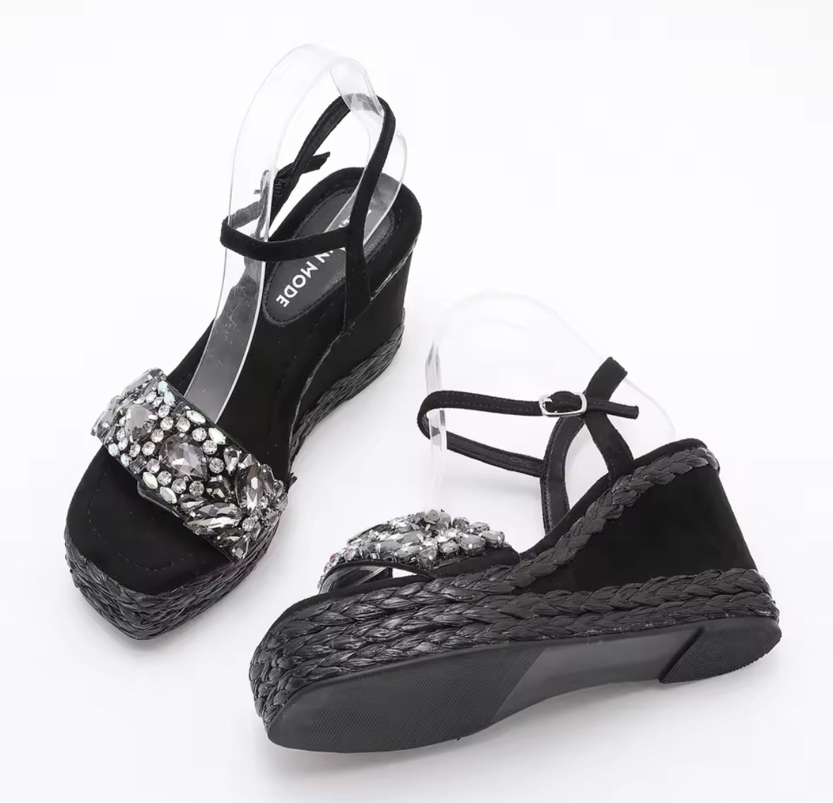 Élise Crystal Wedge Sandals