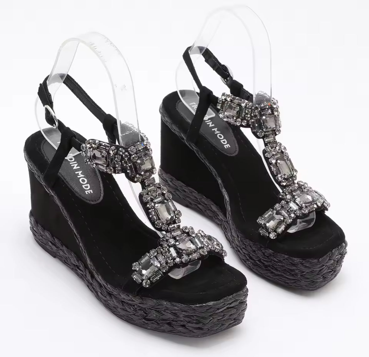 Élise Crystal Wedge Sandals