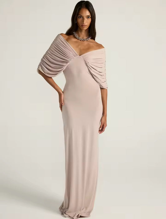 Élise Draped Elegance Maxi Dress